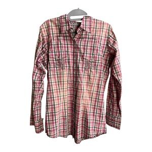 Wrangler Pink Plaid Button Down Shirt